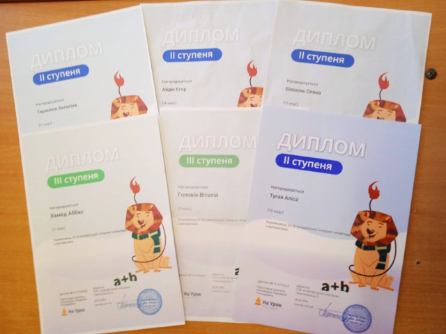 Участь у XX Всеукраїнській інтернет-олімпіаді «На Урок» з математики